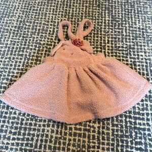 Pink dog fleece overall dress